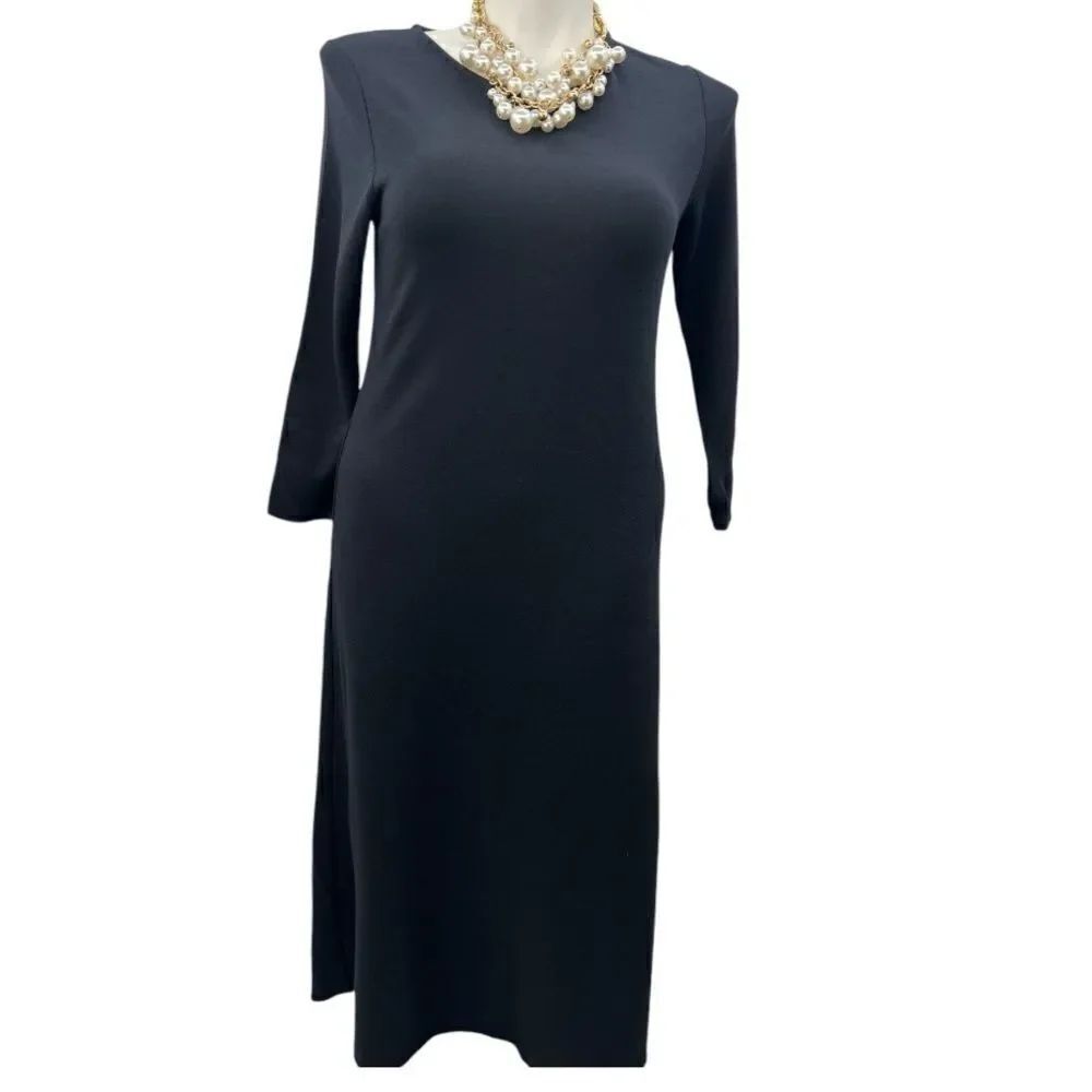 J Jill black long ponte sleeve dress size medium